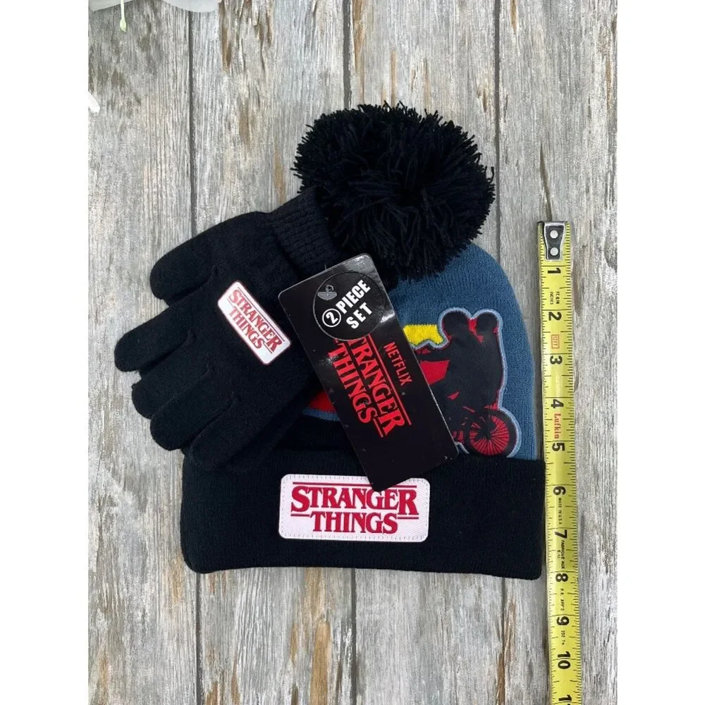 Stranger Things Beanie Hat With Pom Pom & Glove Set